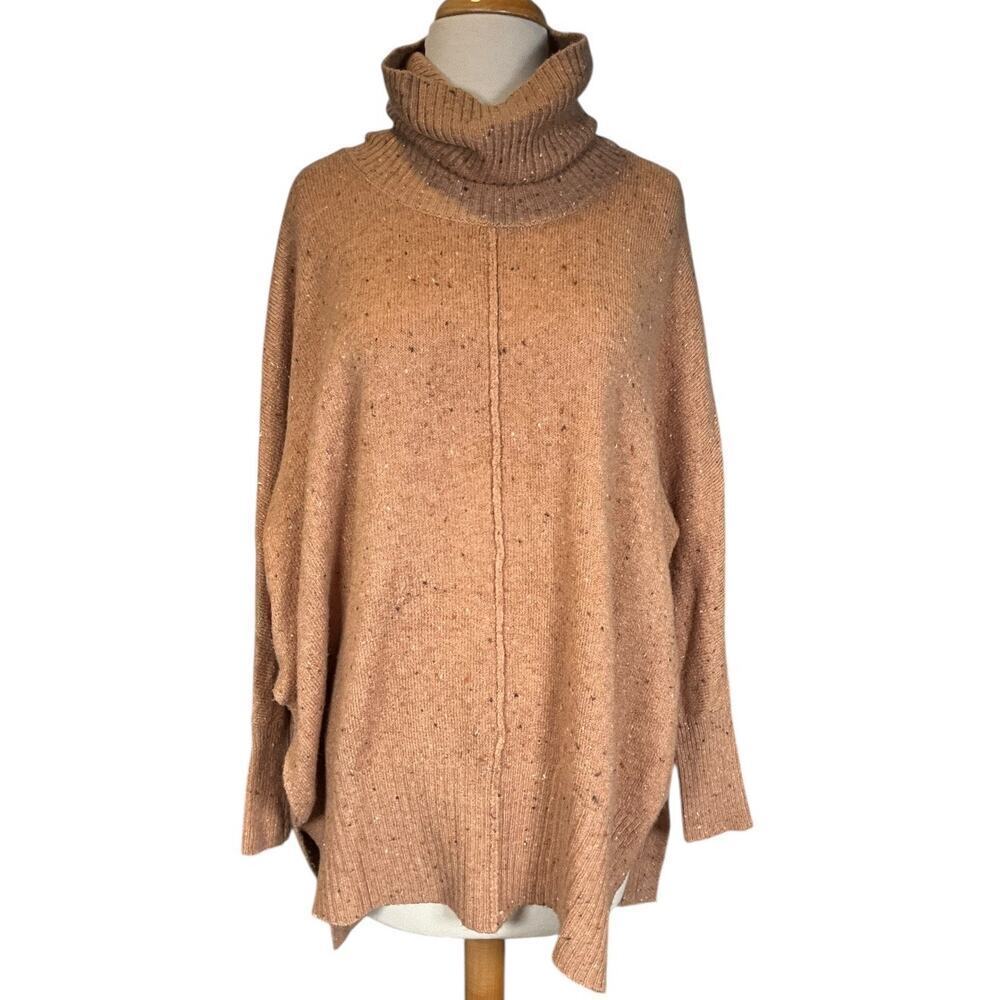 Jessica Simpson XS Oversized Turtleneck Sweater Neutral Speckled Knit NWOT